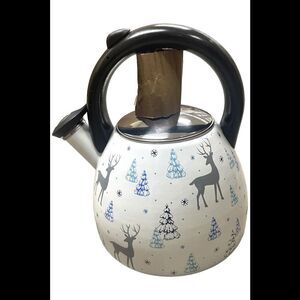 Temp-tations Seasonal 2.6-qt Enamel on Steel Tea Kettle Deer